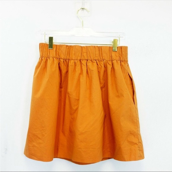 J CREW Skirt 0 XS Cotton Orange Paper Bag Mini  Pockets Elastic Waist Flowy Boho - Picture 5 of 6